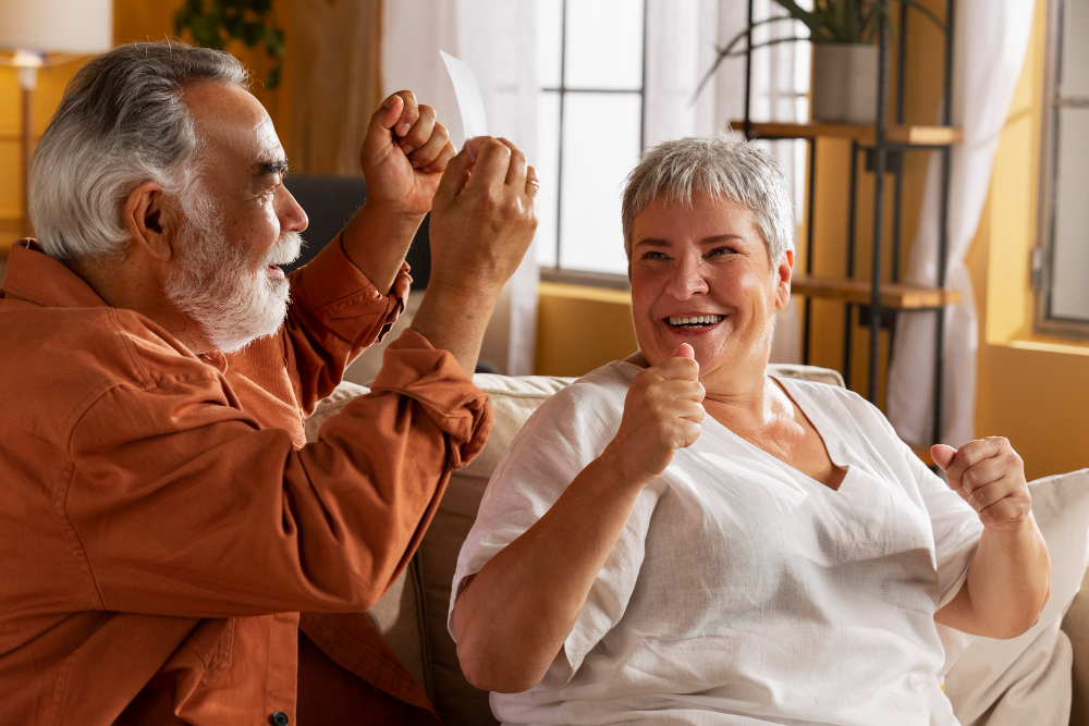 Happy elderly couple